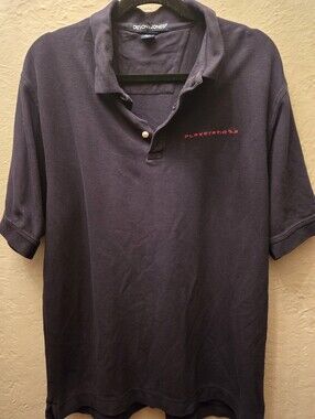 PlayStation 3 PS3 Embroidered Polo Shirt Large Navy Blue Pima Cotton Gaming Sony